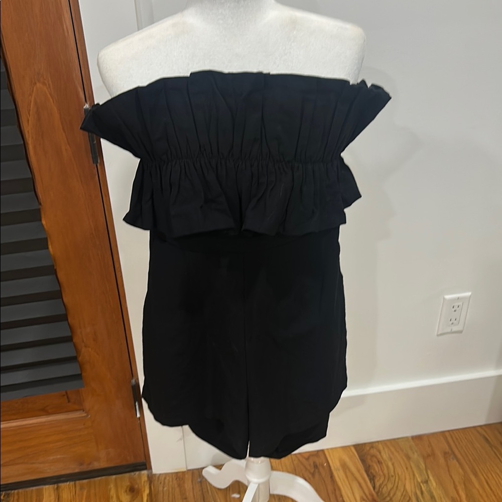 Sophie and Kate Black Off-Shoulder Shorts Romper Ruffle top